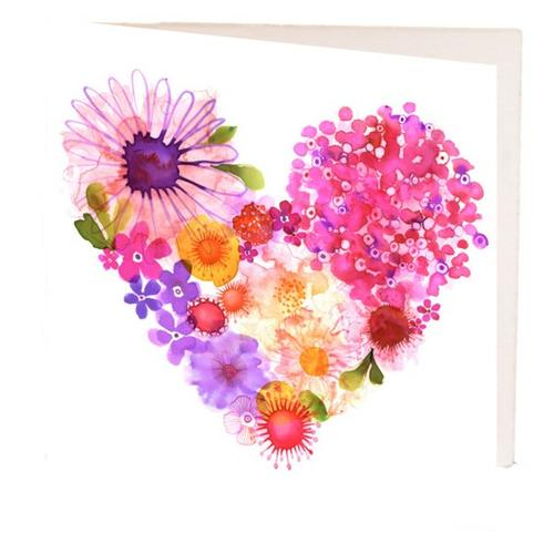 image of Card Mixed flower heart GC132