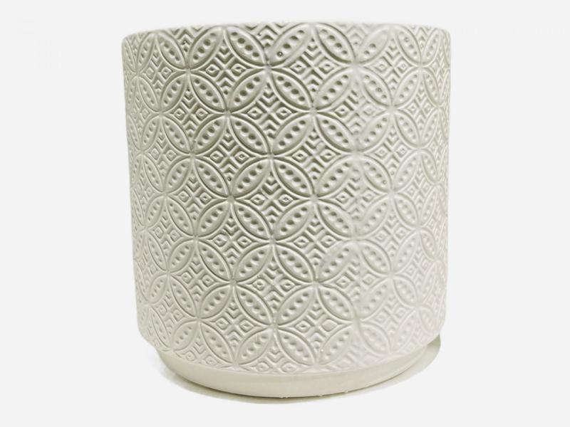 product image for White Lace Ceramic cover pot 12cm