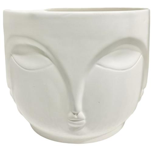 image of White Buddha Ceramic cover pot 